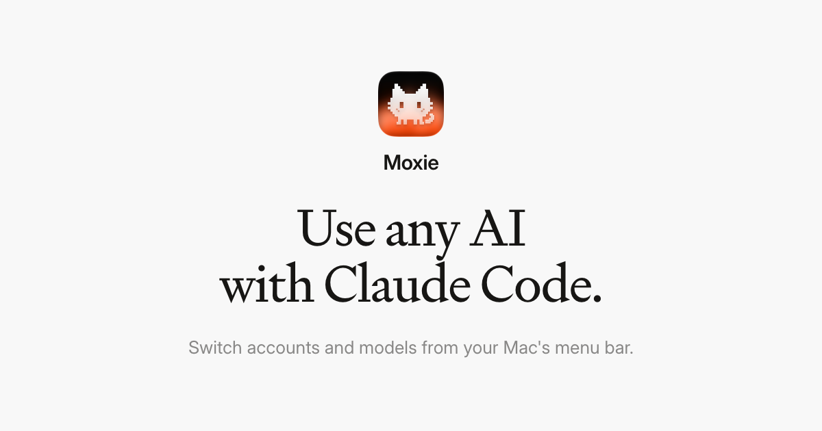 Moxie app screenshot showing Claude Max and Codex Plus accounts with five-hour and weekly usage limits side by side in a Mac menu bar