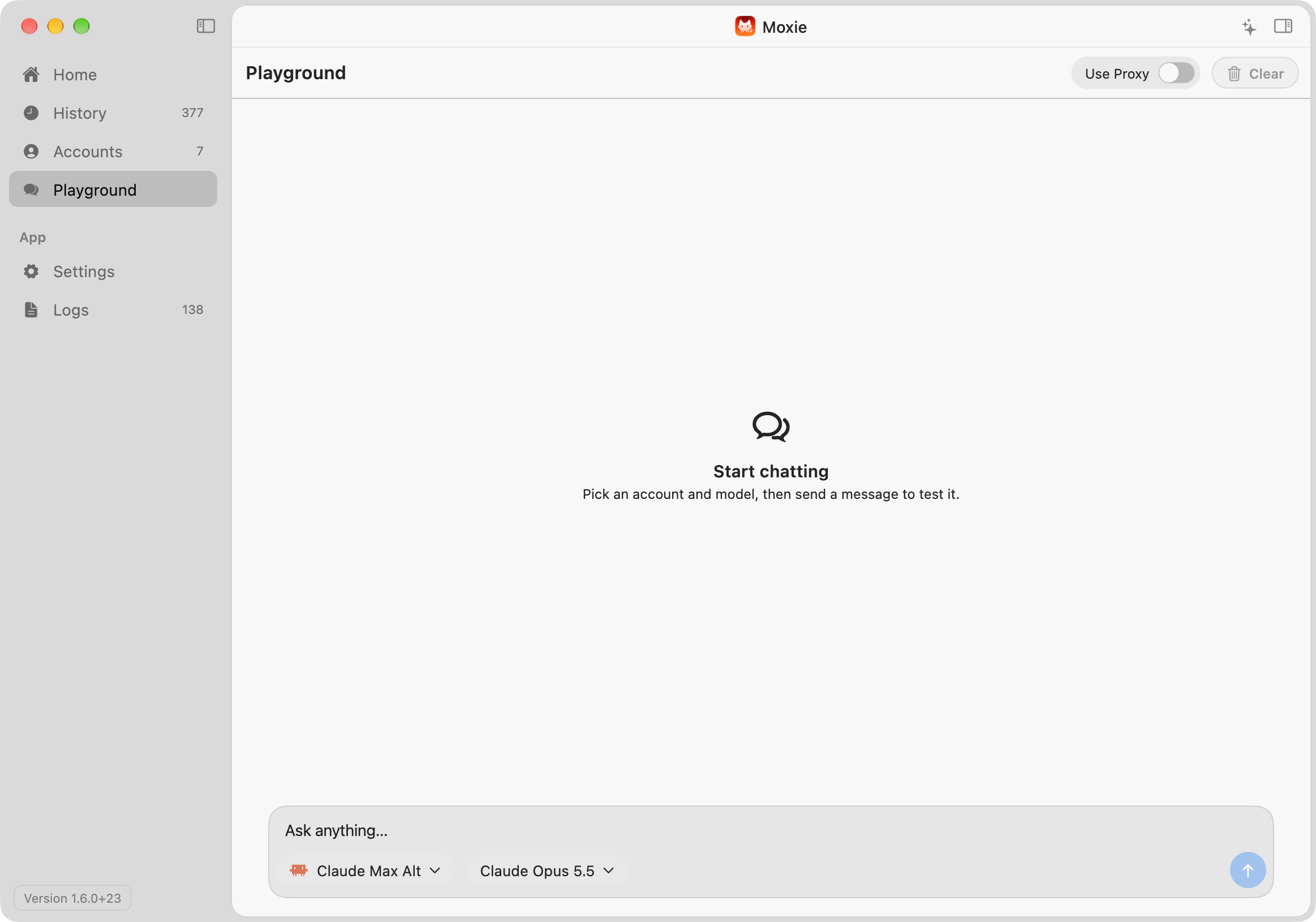 Screenshot of Moxie's Playground screen